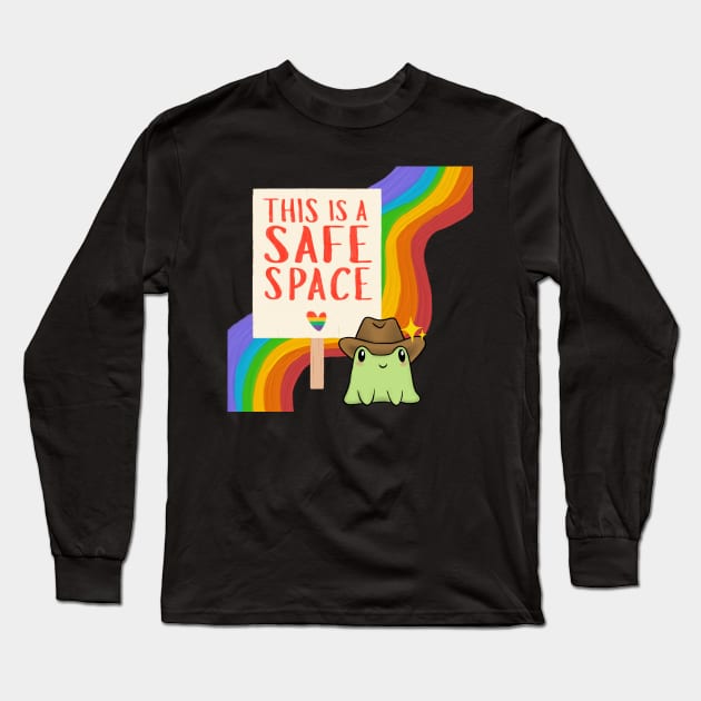 Rainbow Cowboy Frog - Safe Space Long Sleeve T-Shirt by Honey G